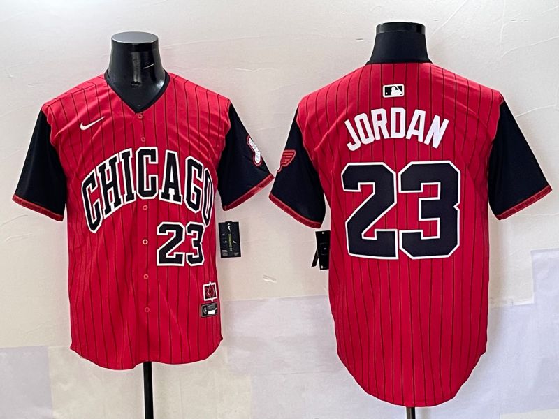 Men Chicago White Sox #23 Jordan Red Stripe Joint Name Nike 2025 MLB Jersey style 38->->